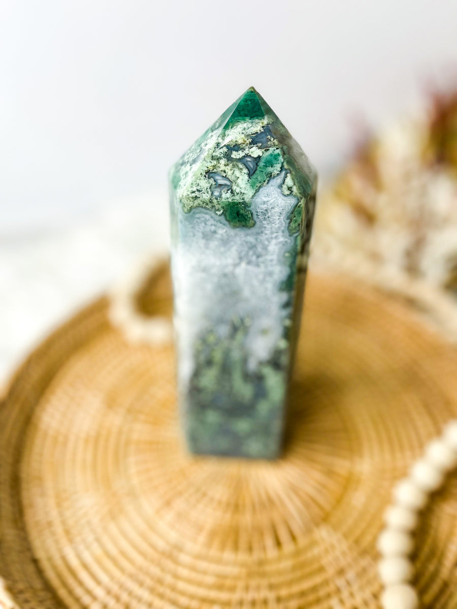 LARGE Moss Agate Tower